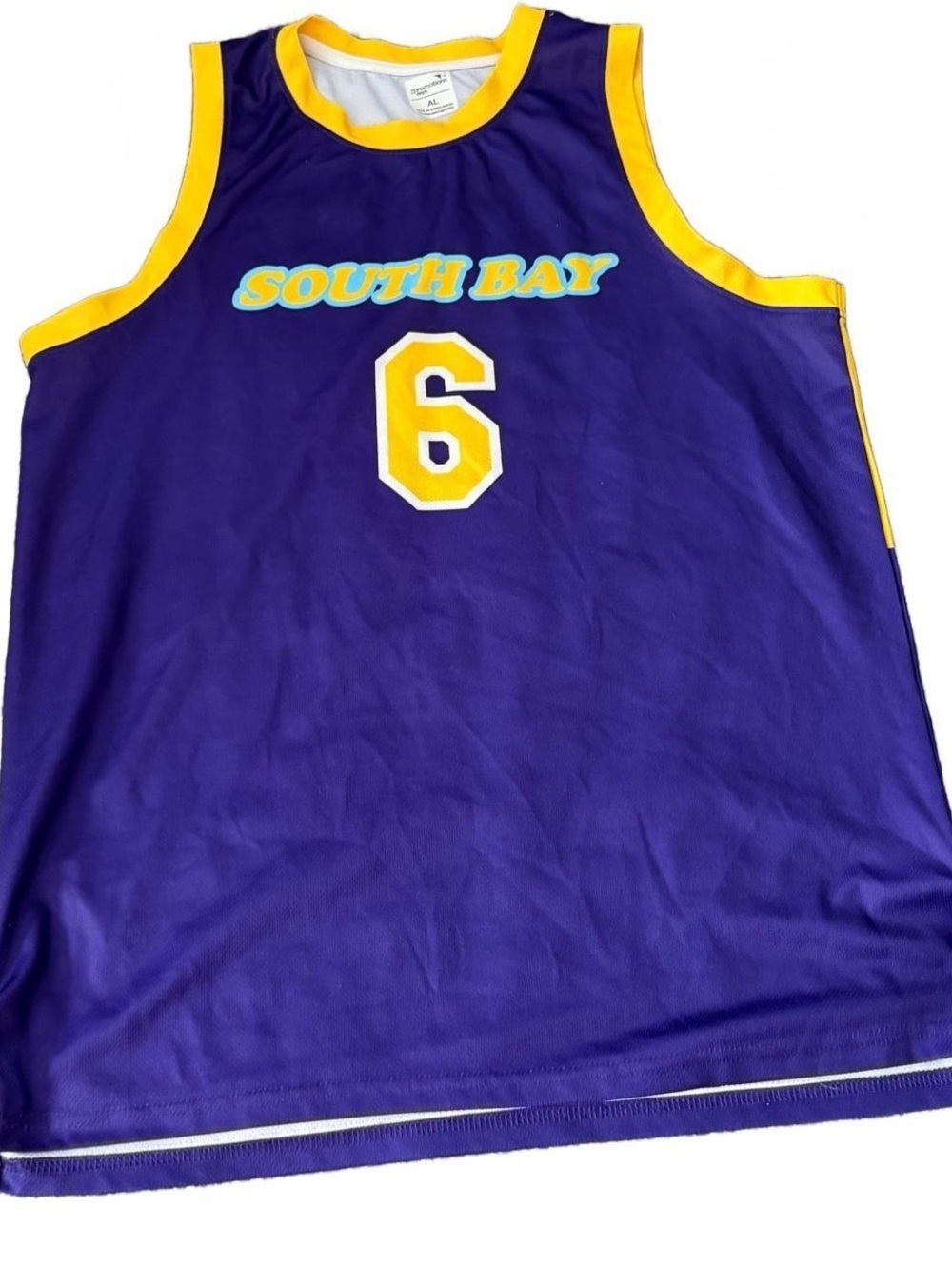 South Bay Basketball Jersey #6 Purple Yellow Adult XL Athletic Sports Uniform